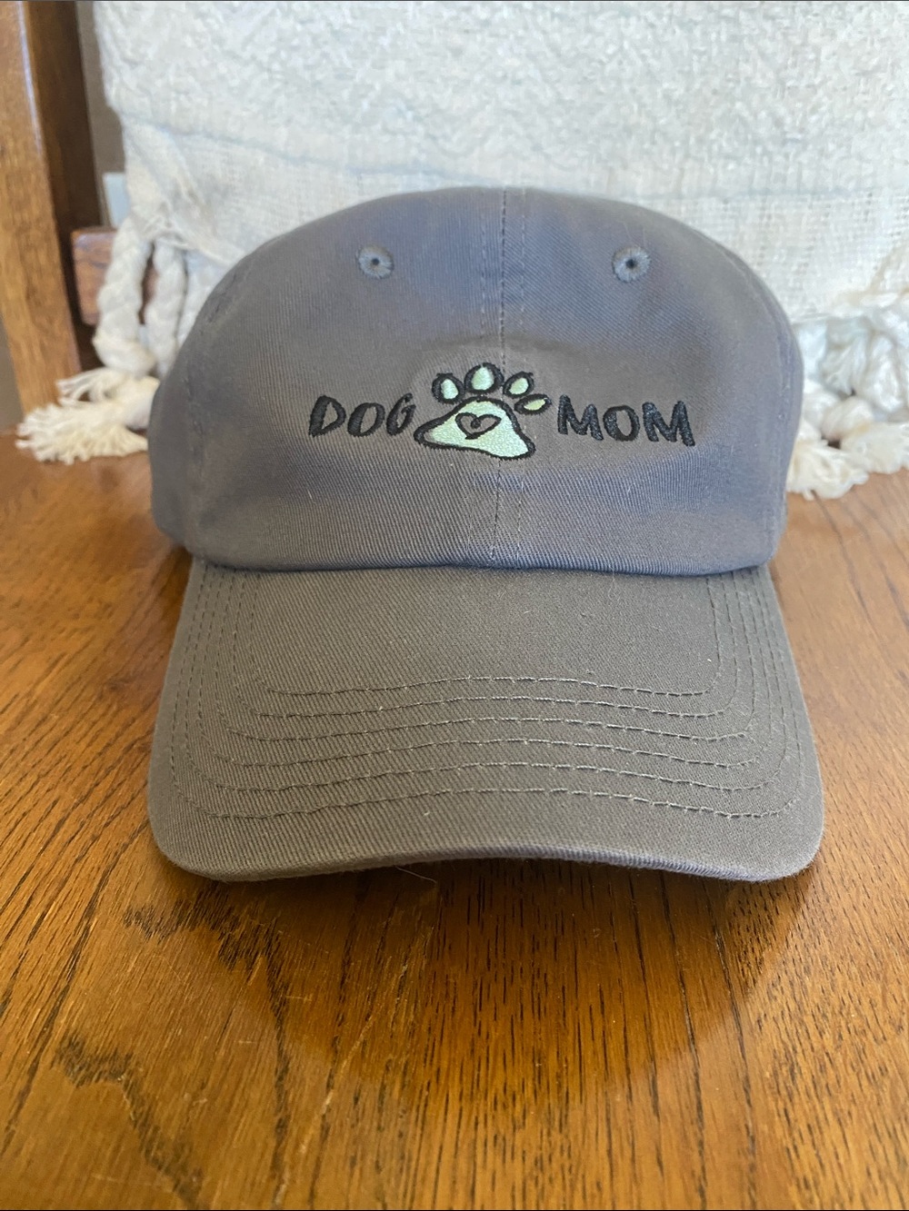 Open Road Brands "Dog Mom" Embroidered Blue Gray Cap with Mint Paw